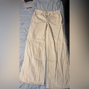 Madewell Cream Striped Baggy Jeans